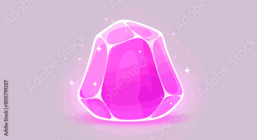 Vibrant Pink Gemstone with Glowing Edges and Sparkles.