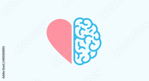 Heart and Brain Connection Representing Emotional Intelligence and Mental Health.