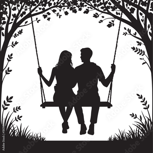 Swing Couple Silhouette | Valentine Romantic Scene