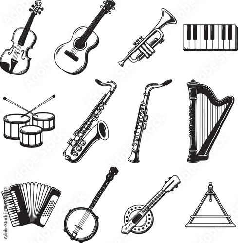 Detailed Vector Icons of Music and Sound Production