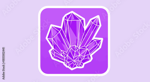 Purple Crystals on a Square Background - A Gemstone Illustration.