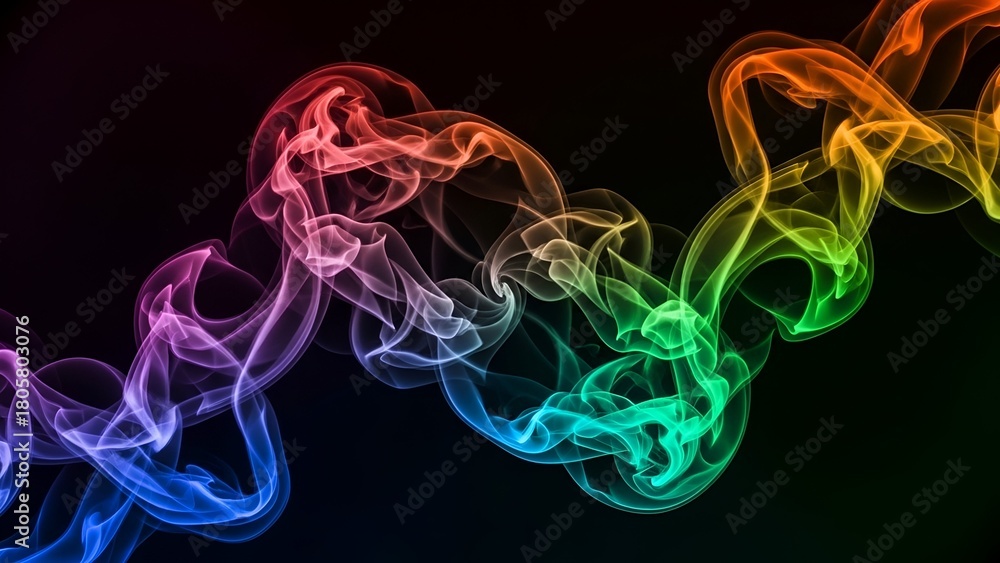Obraz premium Colorful Smoke Swirls on Black Background Vibrant Artistic Abstract Design