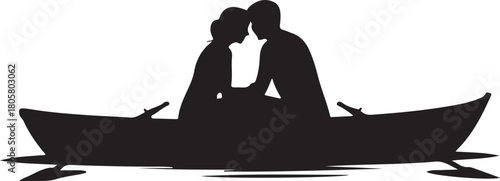 Boat Couple Silhouette | Valentine Romantic Scene