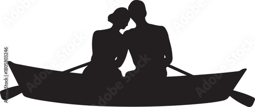 Boat Couple Silhouette | Valentine Romantic Scene