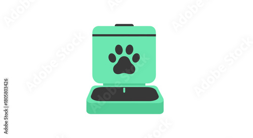 Modern automatic pet feeder with paw print design for convenient pet care, making life easier for busy pet parents and keeping furry friends happy