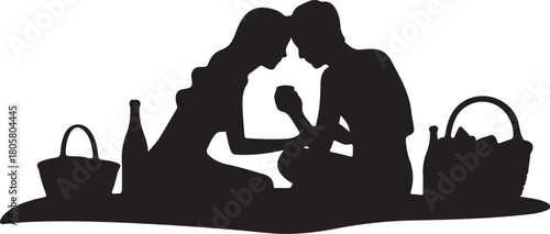 Picnic Couple Silhouette | Valentine Outdoor Love