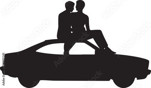 Car Roof Couple Silhouette | Romantic Night Valentine