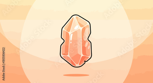 Cartoonish Peach-Colored Crystal with Facets and Black Outline on Light Background.