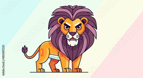 Majestic lion illustration with a fierce expression and detailed mane.