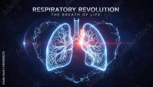 An artistic representation of the respiratory system, highlighting the lungs and the breath of life.