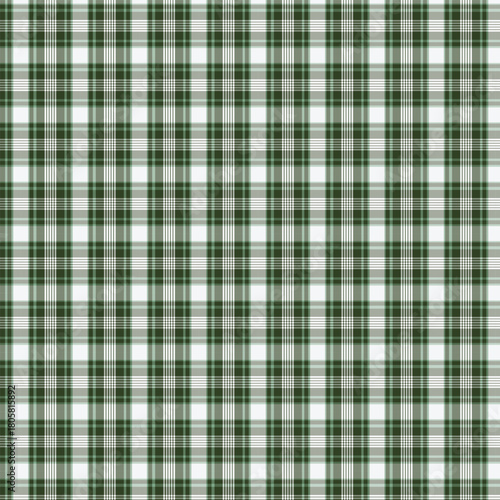 Traditional Hunter Green and White Plaid Tartan Seamless Vector Pattern