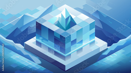 Glacial Minimalist Cubic Geometry Vector Background