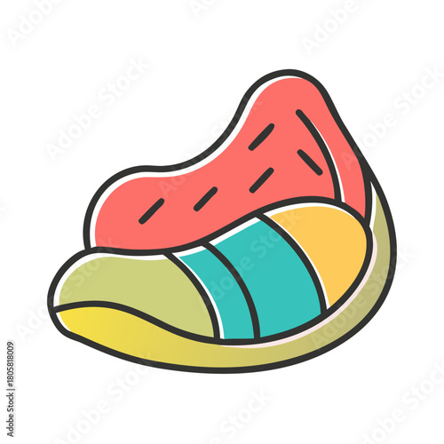 Cartoon Illustration of Sweet Potato Wedge on Black Background