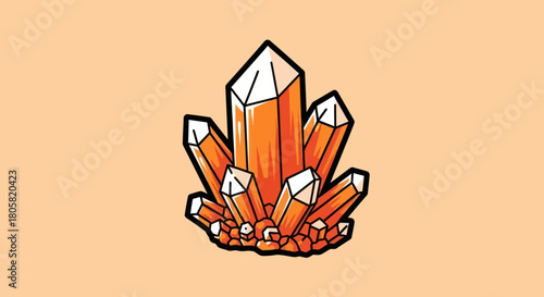 Orange crystal cluster illustration on a light orange background, detailed artwork.