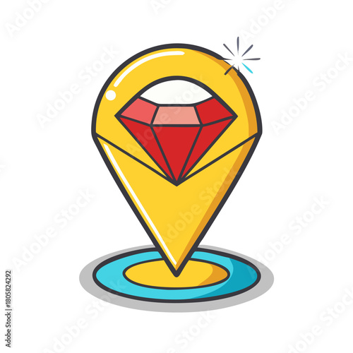 A diamond location marker in a vibrant cartoon style Free Download A diamond location marker in a vibrant cartoon style - GFXLoad