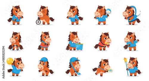 Adorable Cartoon Horse Collection Playful Pony Characters
