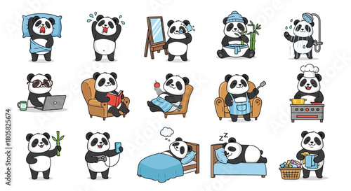 Adorable Panda Icons A Delightful Collection of Pandas in Various Activities and Poses