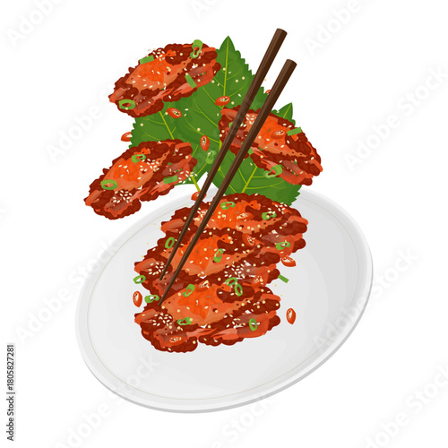 Vector Illustration Logo Clip art Levitation Yangnyeom Gejang Korean Spicy Raw Crabs