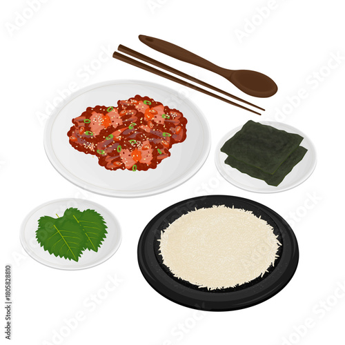 Vector Illustration Logo Clip art Korean Food Yangnyeom Gejang Korean Spicy Marinated Crabs