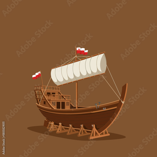Majestic dhow sailing ship, a symbol of maritime heritage and cultural pride, vintage design