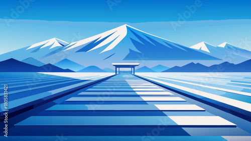 Cold Zen Snowfield Line Minimalist Vector