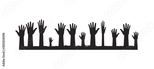 Hand raising silhouette.