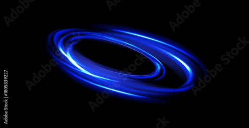 Abstract light lines of movement and speed in blue. Neon lines of blue speed. Dynamic traces of light movement. Light wave of the trace,
