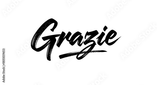 Black handwritten word 'Grazie' on a white background, a simple logo design.