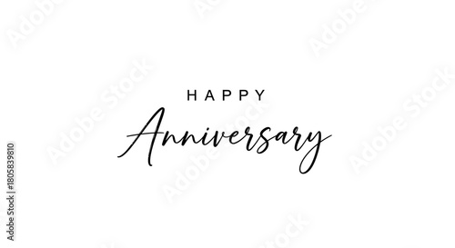 Elegant Happy Anniversary greeting card design on white background.