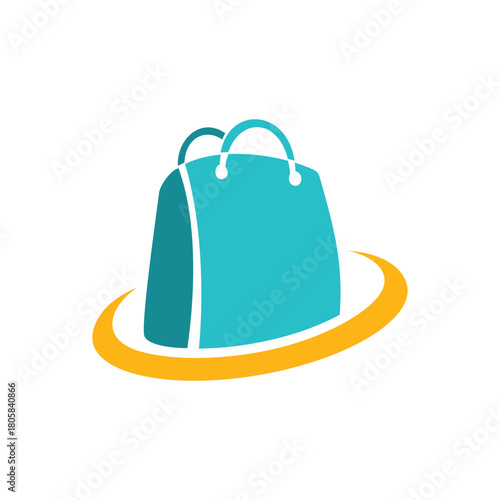 Shopping bag logo with yellow swoosh accent