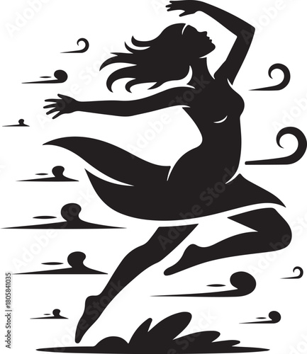Silhouette of a dancer in strong wind icon