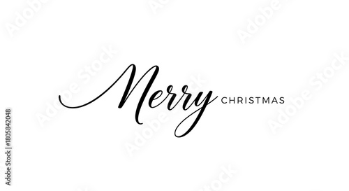 Elegant cursive Merry Christmas greeting, perfect for holiday cards and festive decorations.
