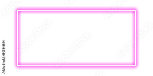 Pink neon rectangle frame with rounded corners glowing light border outline on transparent background