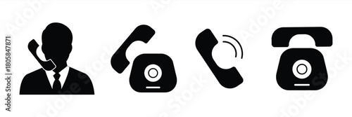 Telephone icon. Call us symbol. Call sign. Telephone pictogram, isolated on a white background. Vector illustration