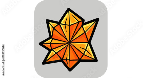 A vibrant orange and yellow faceted six pointed star icon.