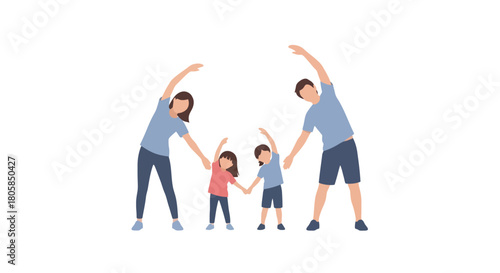 Family Fitness Fun Parents and Children Exercising Together for Health and Happiness