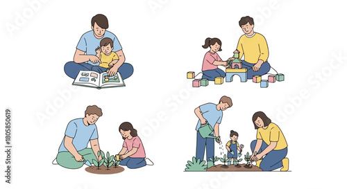 Father Daughter Bonding Learning Playing and Gardening Together