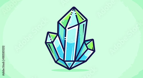 Illustration of a Cluster of Blue and Green Crystals.