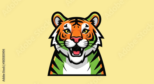 Majestic Tiger Head with Indian Flag Colors Roaring Fiercely.