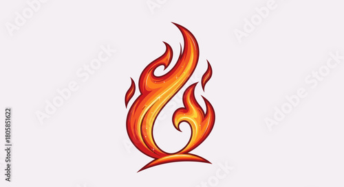 Stylized Flame Illustration - Vibrant Fire Design with Dynamic Curves.