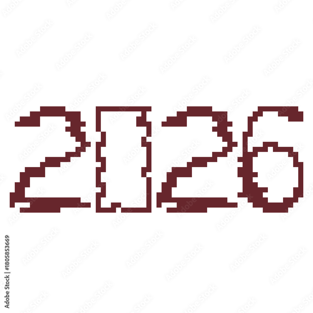 Obraz premium Year 2026 number text pixel art design isolated element