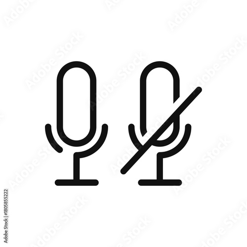 Mute and unmute audio tech microphone flat vector icon template