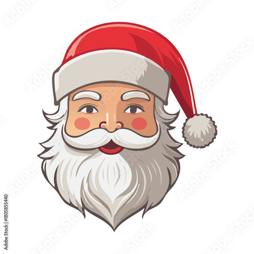 Detailed Portrait of Santa Claus Wearing His Classic Red Hat with Fluffy White Fur Trim