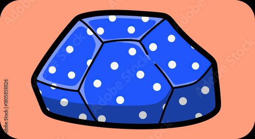 Blue Polka Dot Gemstone with Faceted Design and White Spots.