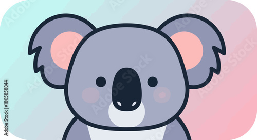 Adorable Cartoon Koala with Big Ears and Round Face.