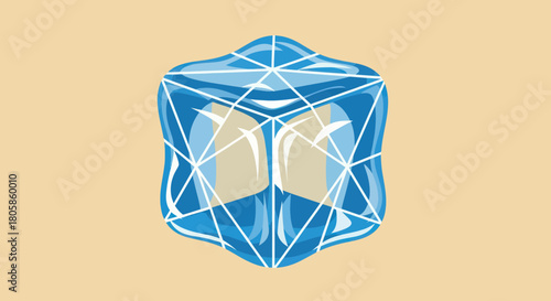 Lungs encased in a geometric ice cube, symbolizing respiratory health and protection.