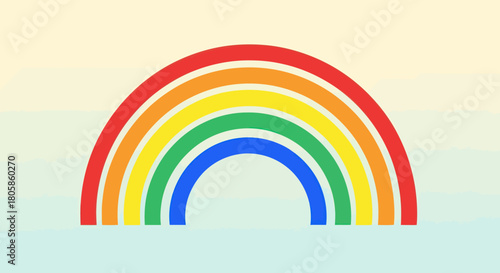 Simple colorful arched rainbow graphic illustration design.
