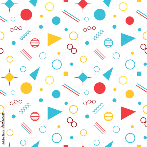 Memphis Style Geometric Seamless Pattern