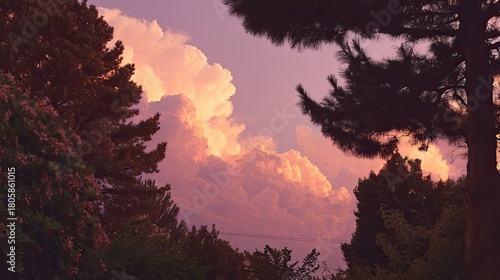Stunning Sunset with Vibrant Clouds and Silhouetted Trees