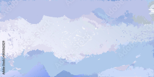 Abstract watercolor painting with soft blue and purple hues evoking a dreamy landscape or sky